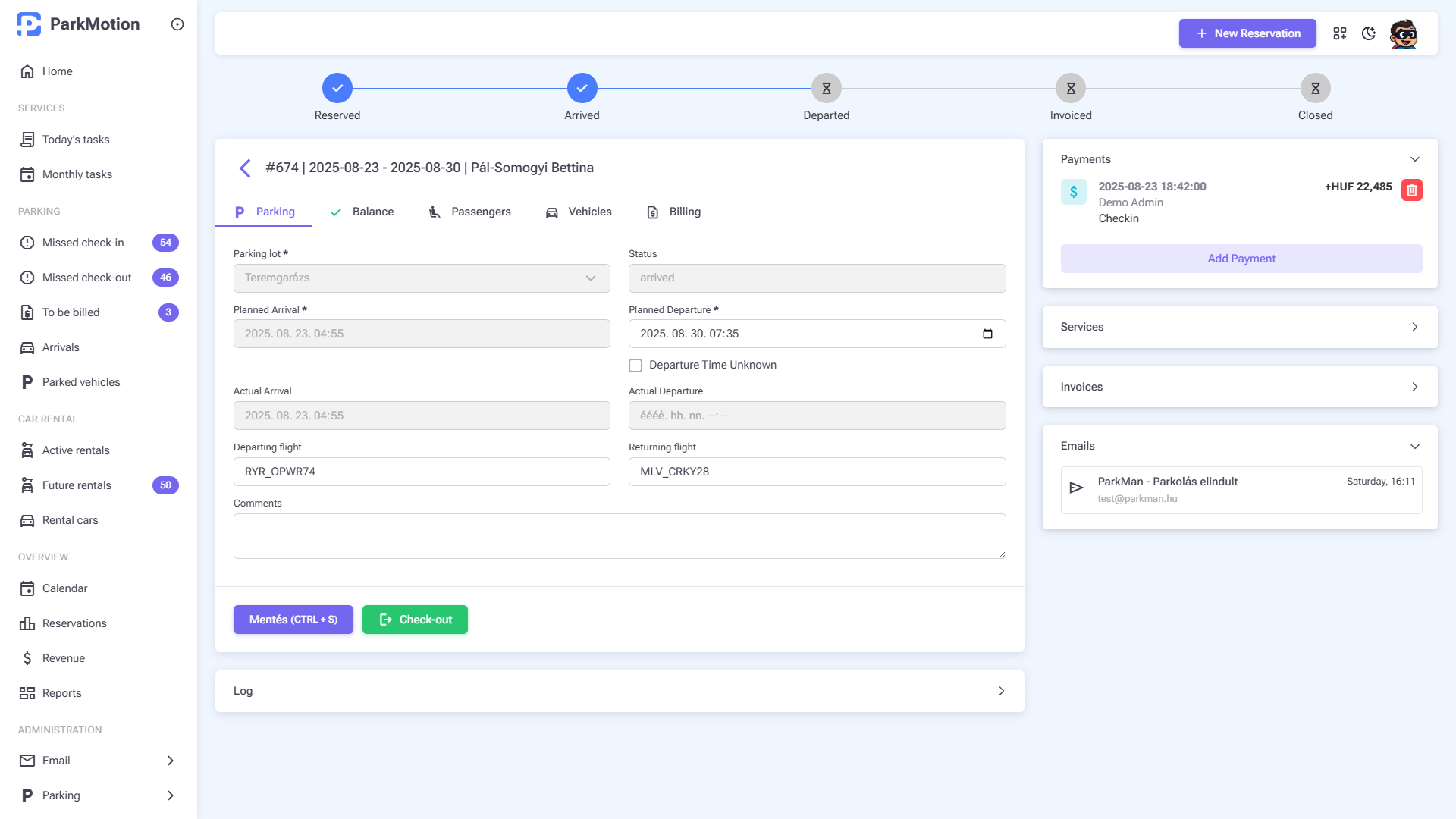 ParkMotion reservation details light mode
