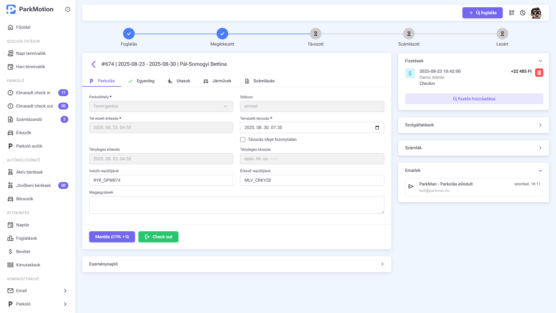 ParkMotion reservation details light mode